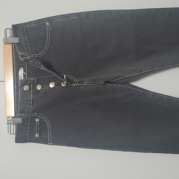 Adika jeans women's size medium black white trim button-fly raw-cut fray… - Picture 3 of 15